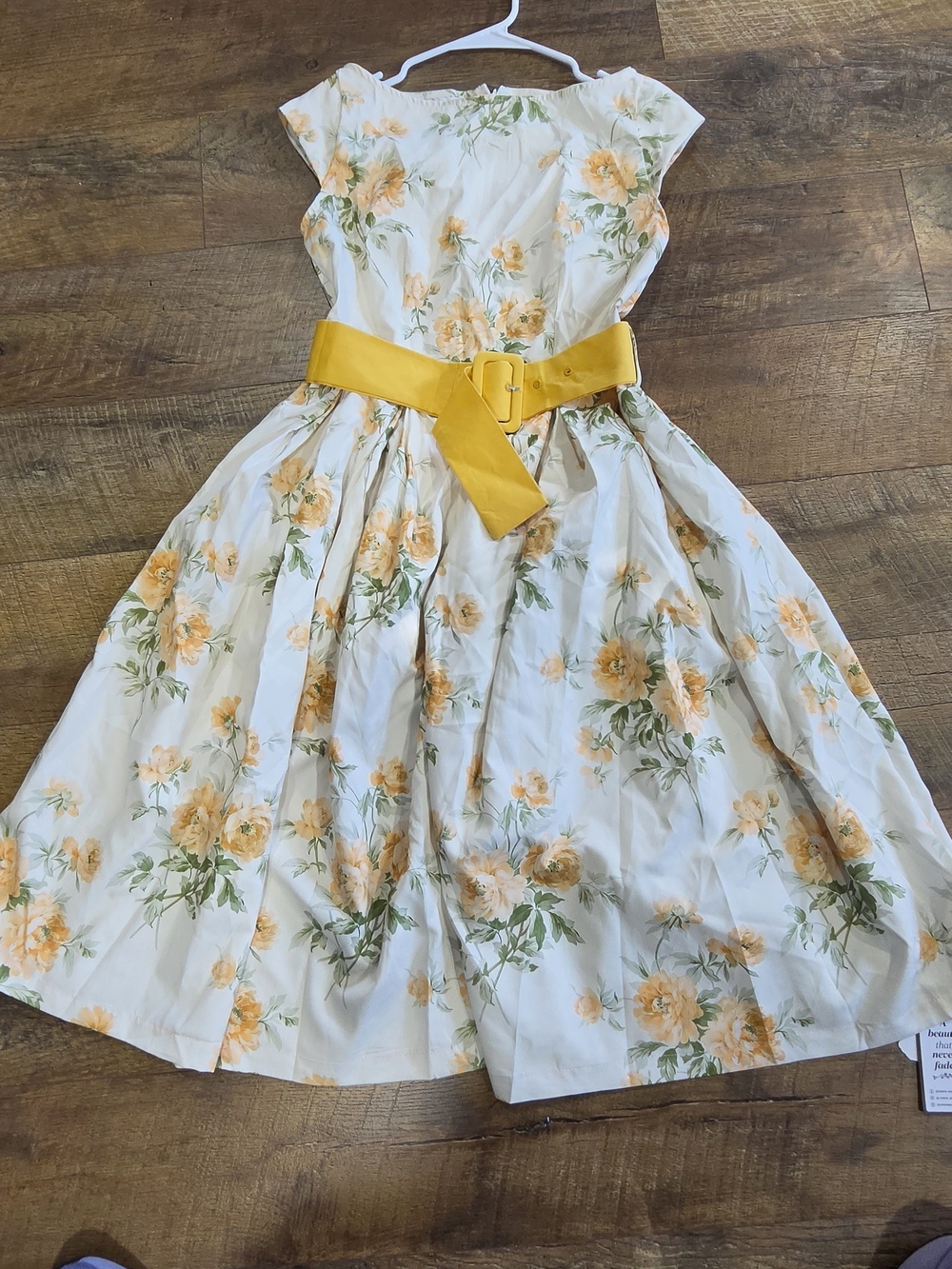Yellow Floral Womens Dress with Matching Belt